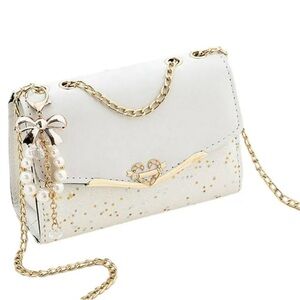 Elegant White and Gold Women's Bag